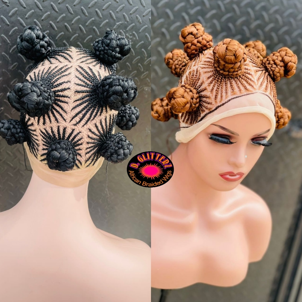 BANTU KNOTS BRAIDED WIGS ON  FULL LACE CLOSURE (BLONDE AND BLACK)
